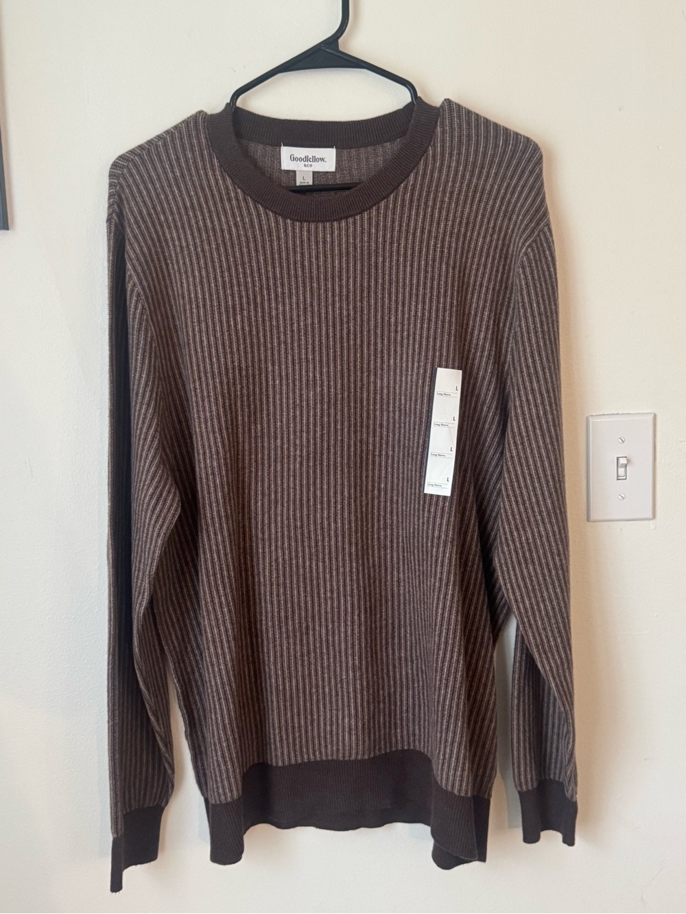 Goodfellow & Co Brown Ribbed Crewneck Sweater - Two-Tone Knit